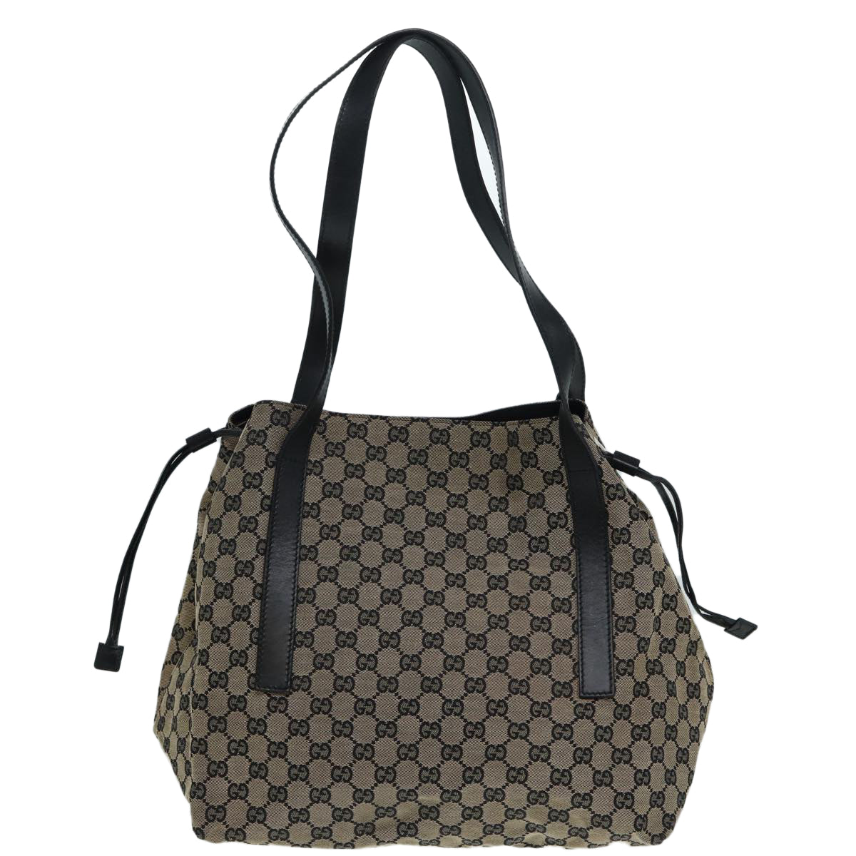 GUCCI GG Canvas Tote Bag Beige Gold Auth 87025