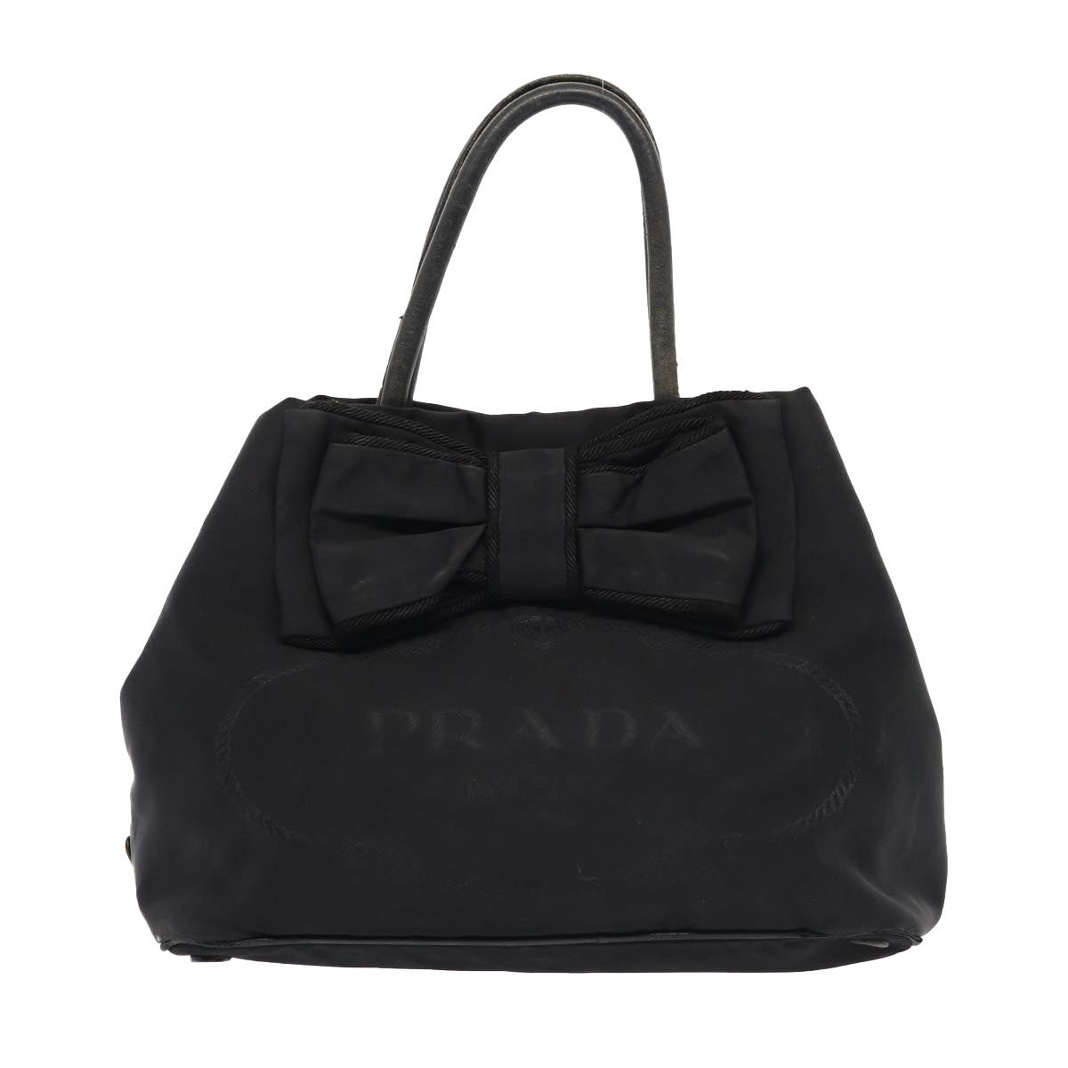 PRADA Shoulder Bag Nylon Black Gold Auth 87028 - 0