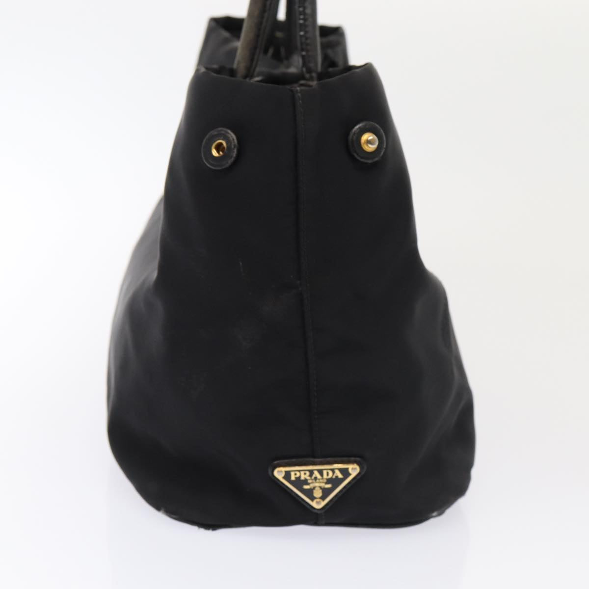 PRADA Shoulder Bag Nylon Black Gold Auth 87028