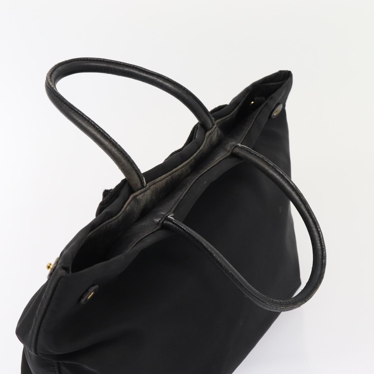 PRADA Shoulder Bag Nylon Black Gold Auth 87028