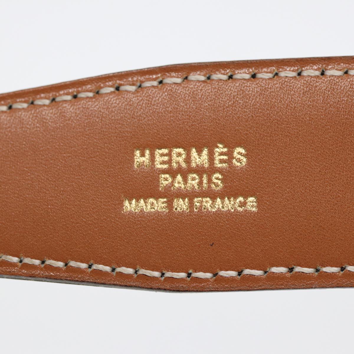 HERMES Horse Carriage Belt Leather 43.3"" Brown Auth 87036