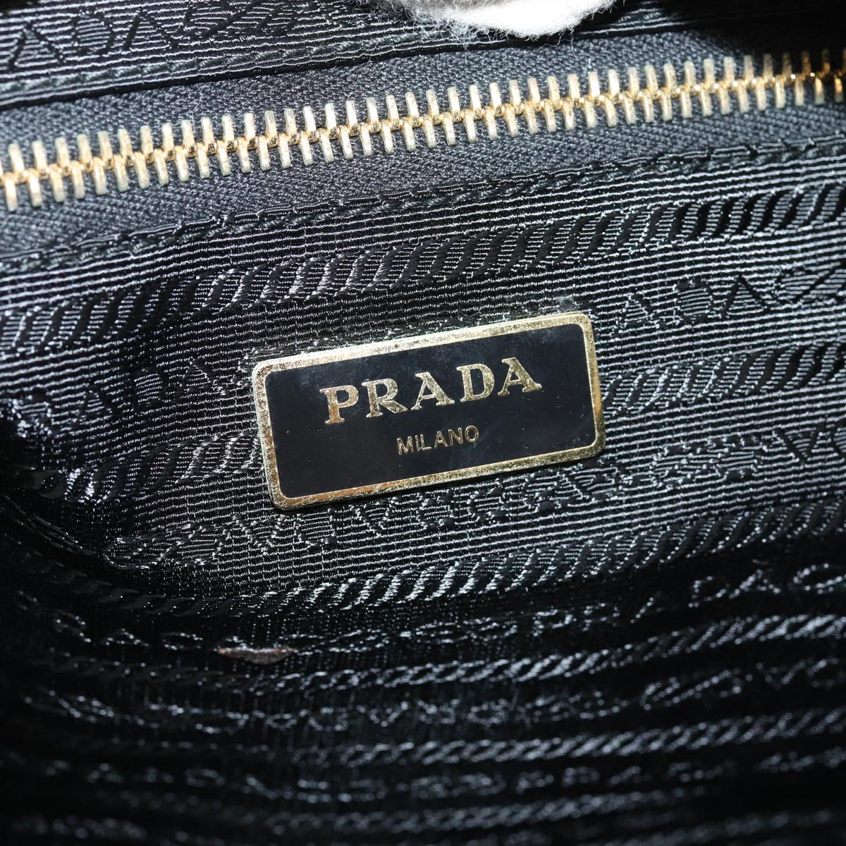 PRADA Shoulder Bag Nylon Khaki Gold Auth 87039