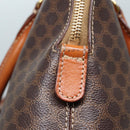 CELINE Macadam Canvas Hand Bag PVC Leather Brown Gold Auth 87042-17