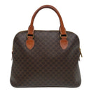 CELINE Macadam Canvas Hand Bag PVC Leather Brown Gold Auth 87042-2