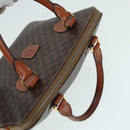 CELINE Macadam Canvas Hand Bag PVC Leather Brown Gold Auth 87042-6