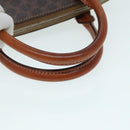 CELINE Macadam Canvas Hand Bag PVC Leather Brown Gold Auth 87042-7