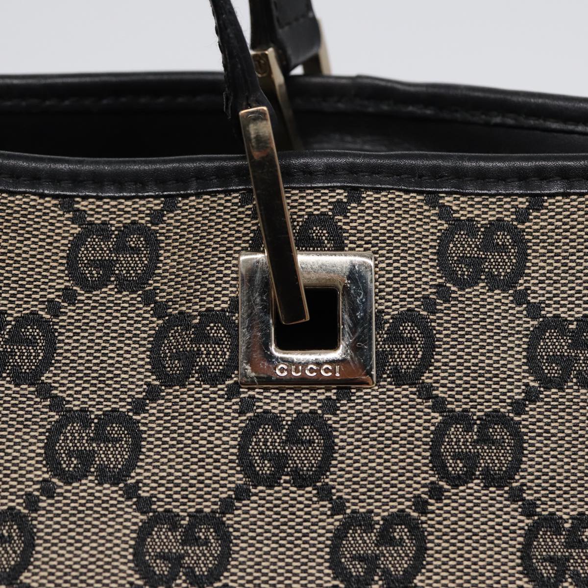 GUCCI GG Canvas Tote Bag Beige Navy Silver 002 1098 1705 Auth 87045