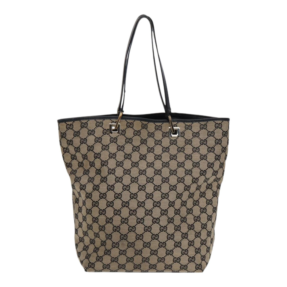 GUCCI GG Canvas Tote Bag Beige Navy Silver 002 1098 1705 Auth 87045 - 0