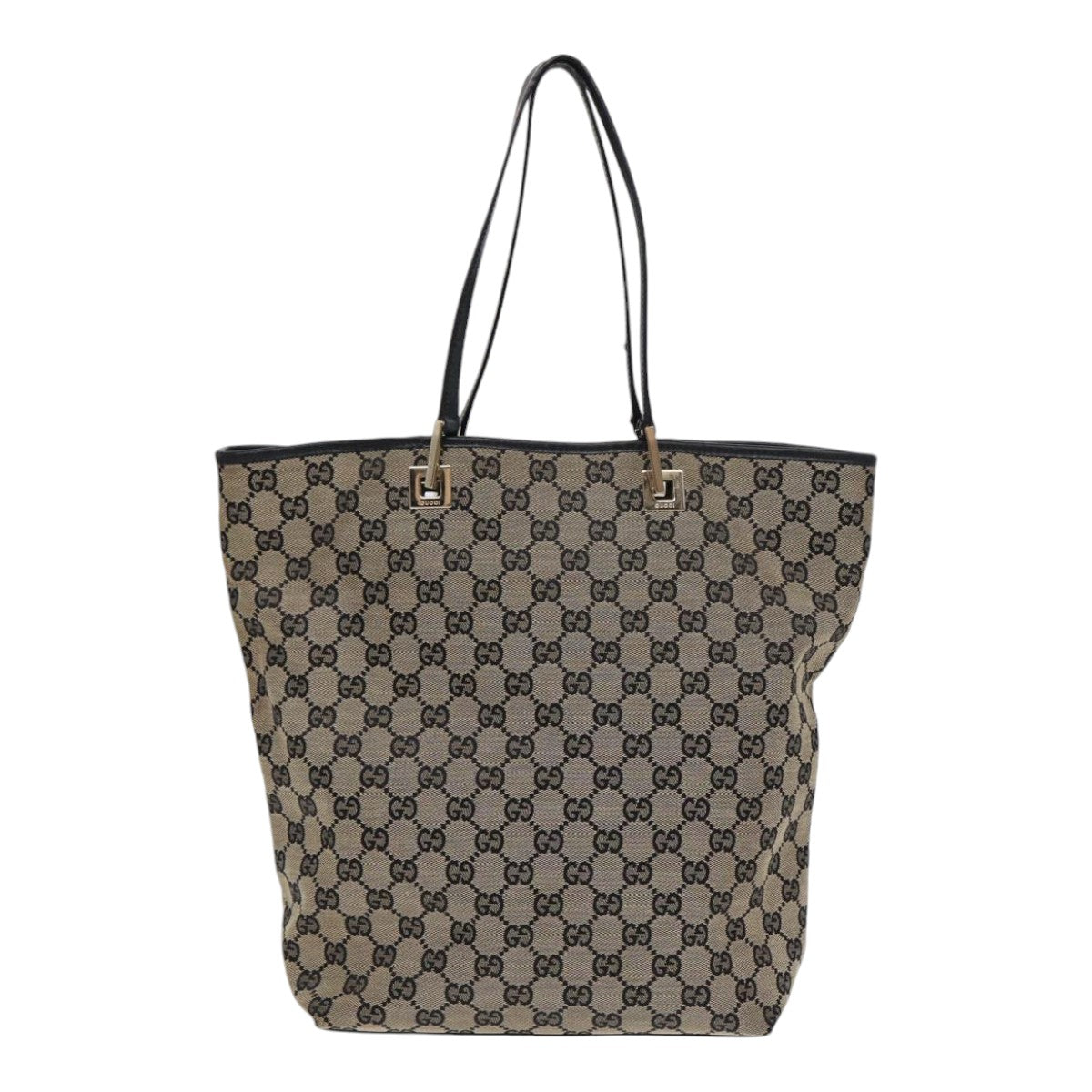 GUCCI GG Canvas Tote Bag Beige Navy Silver 002 1098 1705 Auth 87045