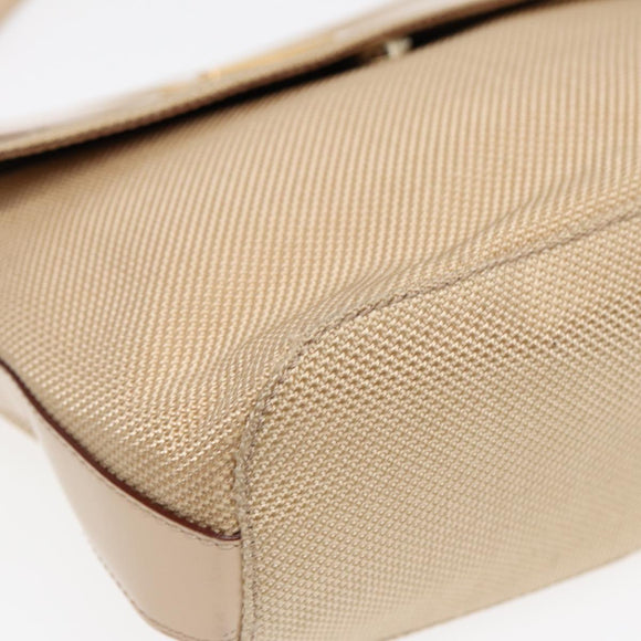 CELINE Umhängetasche Nylon Beige Gold Auth 87076