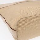 CELINE Shoulder Bag Nylon Beige Gold Auth 87076-16