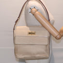 CELINE Shoulder Bag Nylon Beige Gold Auth 87076-22
