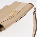 CELINE Shoulder Bag Nylon Beige Gold Auth 87076-6