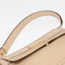 CELINE Shoulder Bag Nylon Beige Gold Auth 87076-8