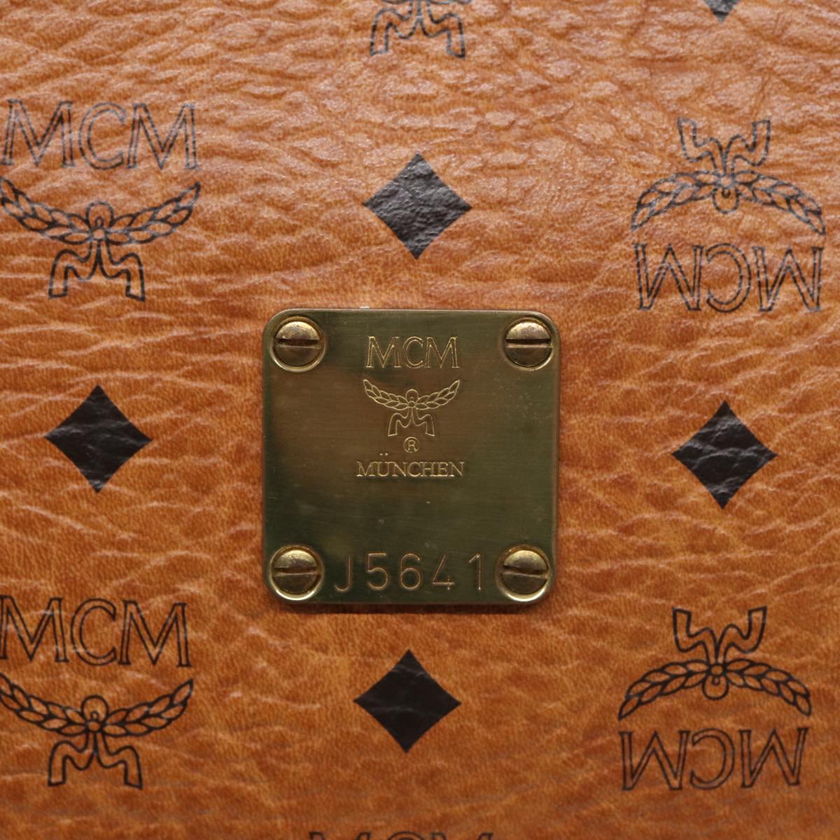 MCM Vicetos Logogram Clutch Bag PVC Leather Brown Auth 87090