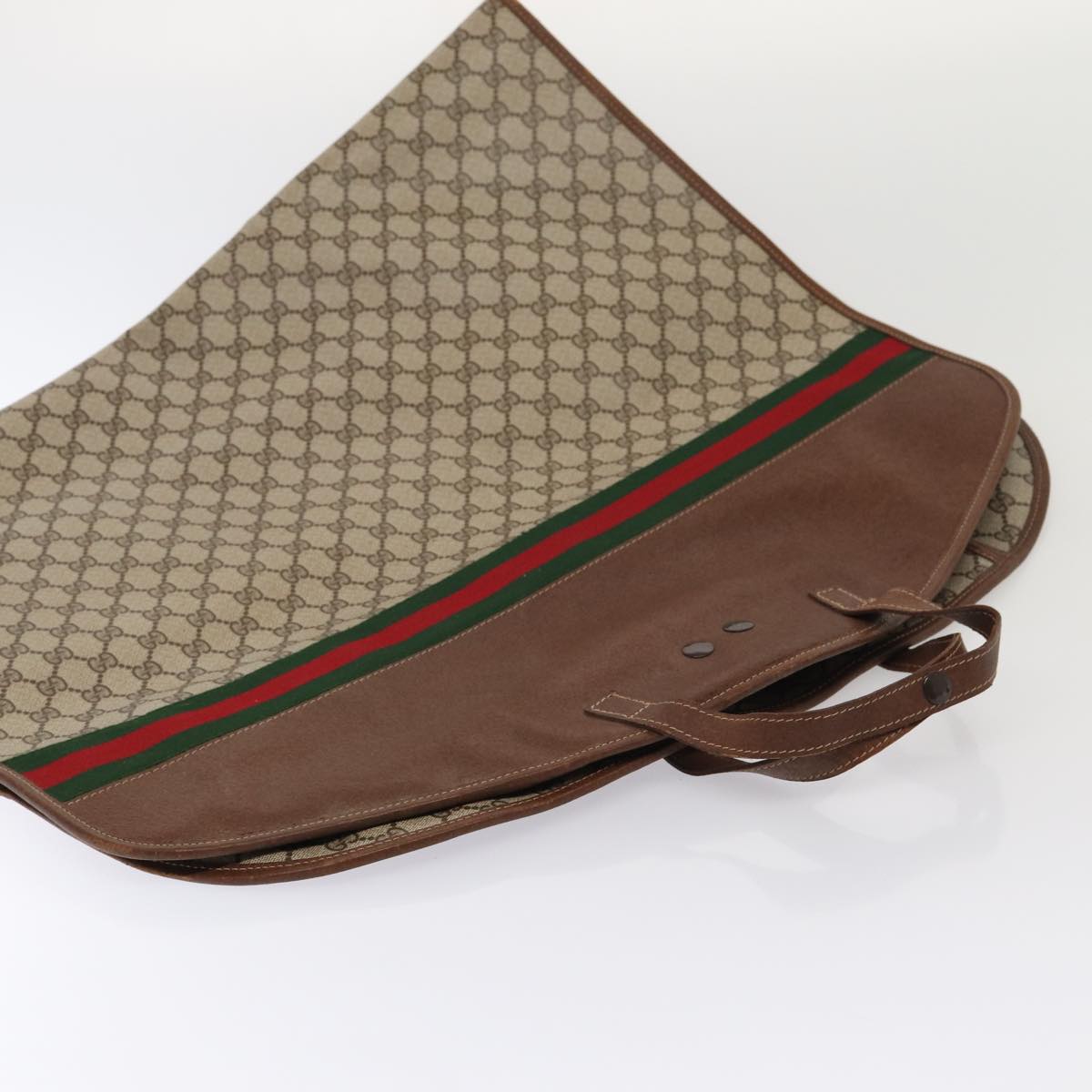 GUCCI GG Supreme Web Sherry Line Garment Cover PVC Beige Brown gold Auth 87103