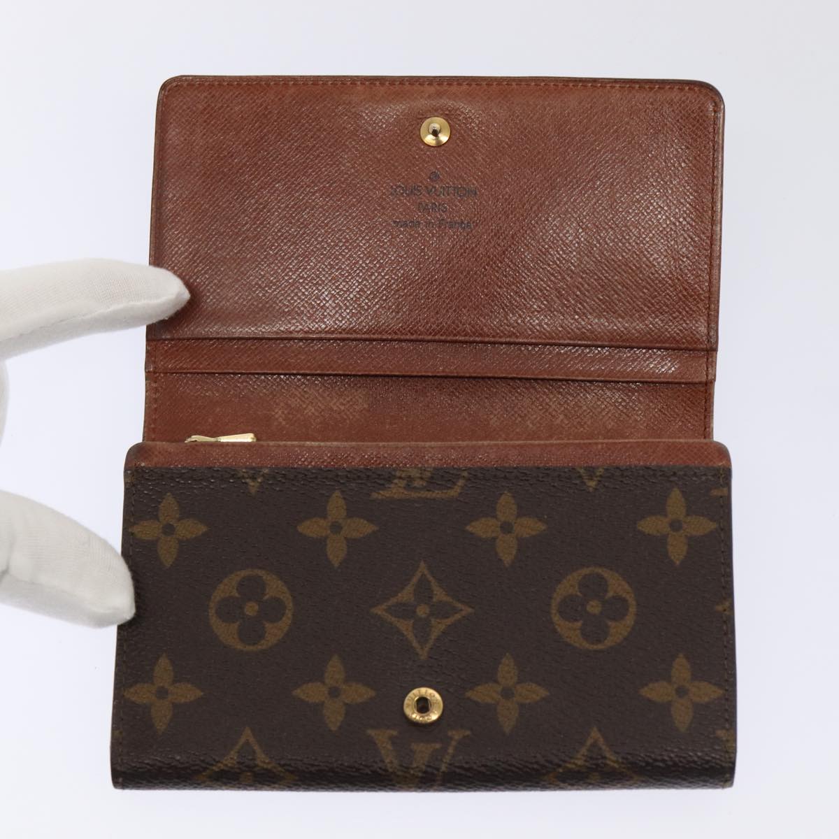 LOUIS VUITTON Monogram Porte Monnaie Billets Tresor Wallet M61730 Auth 87114