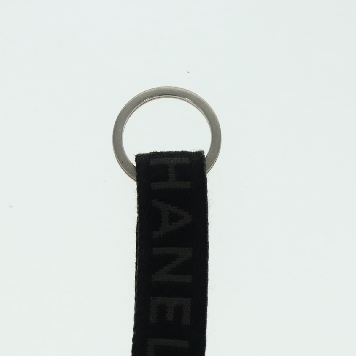 CHANEL Neck Strap Nylon Black Silver CC Auth 87128