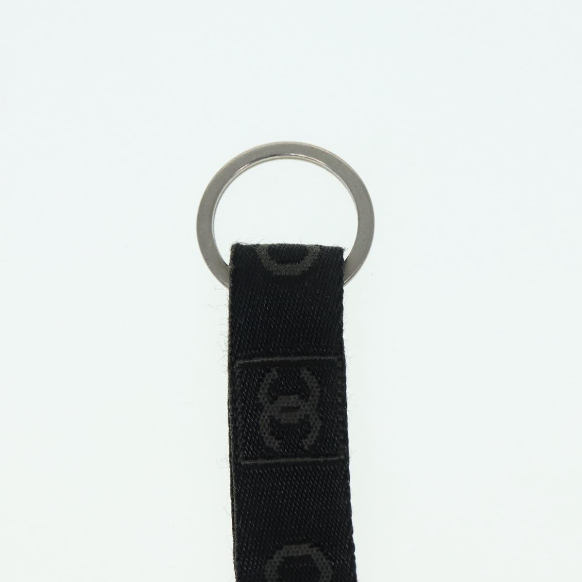 CHANEL Neck Strap Nylon Black Silver CC Auth 87128