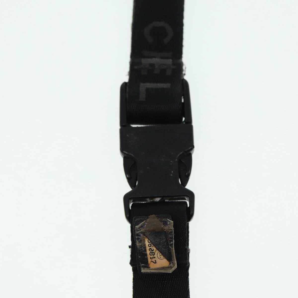 CHANEL Neck Strap Nylon Black Silver CC Auth 87128