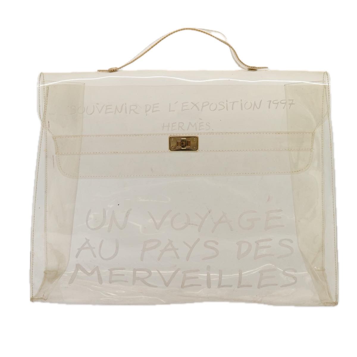 HERMES Vinyl Kelly Hand Bag Vinyl Clear Auth 87134 - 0