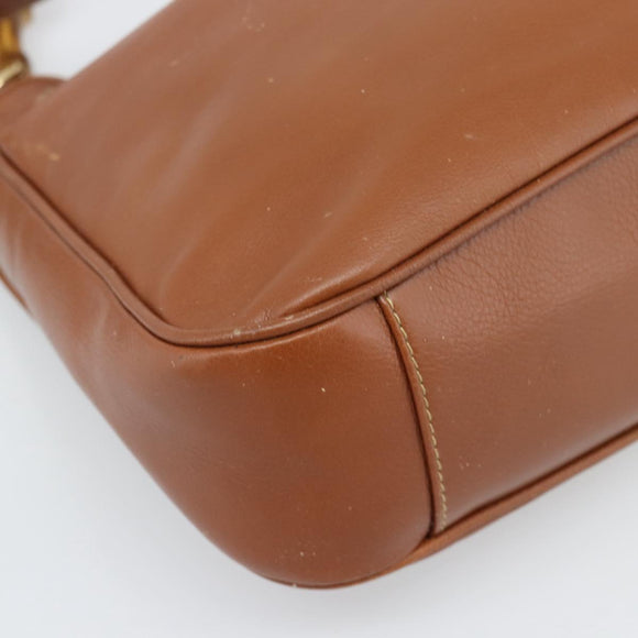 GUCCI Bamboo Hand Bag Leather 2way Brown Gold 001 1638 2615 Auth 87155