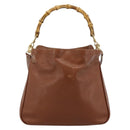 GUCCI Bamboo Hand Bag Leather 2way Brown Gold 001 1638 2615 Auth 87155-2