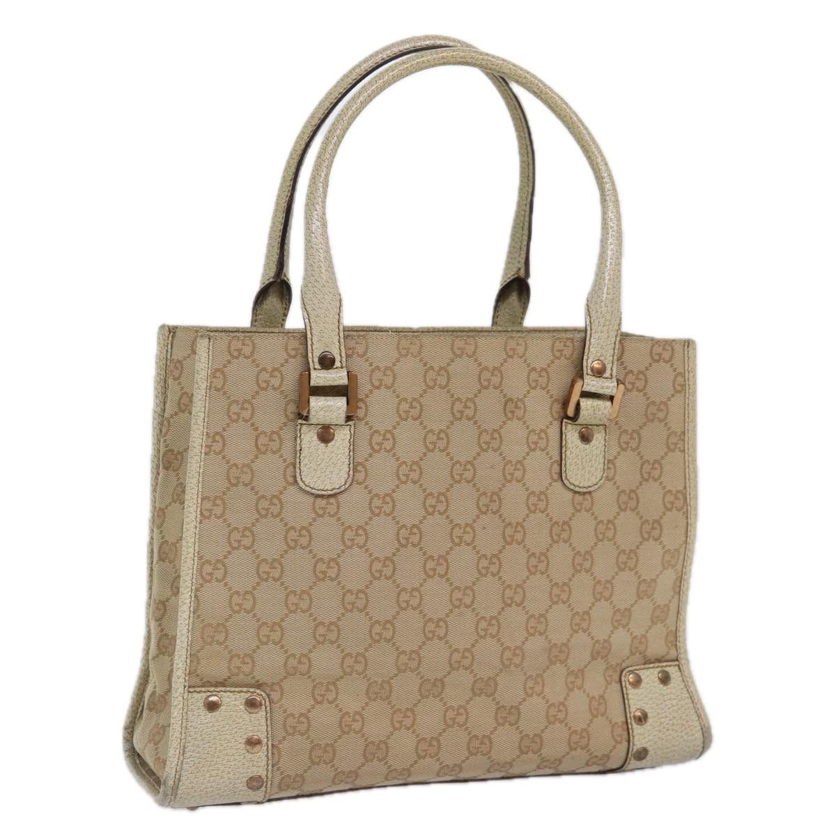 GUCCI GG Canvas Hand Bag Beige 124260 Auth 87164