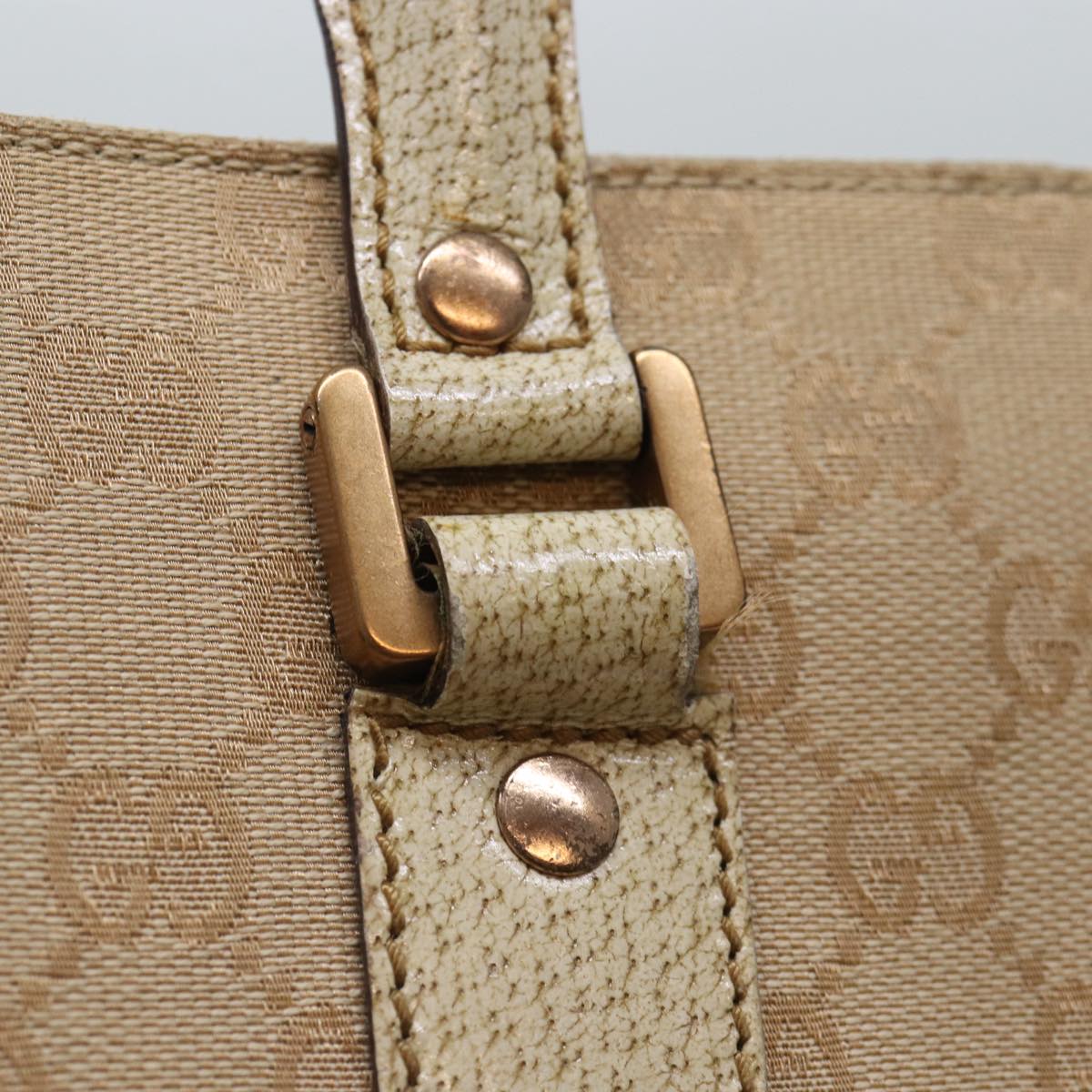 GUCCI GG Canvas Hand Bag Beige 124260 Auth 87164