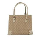 GUCCI GG Canvas Hand Bag Beige 124260 Auth 87164-13
