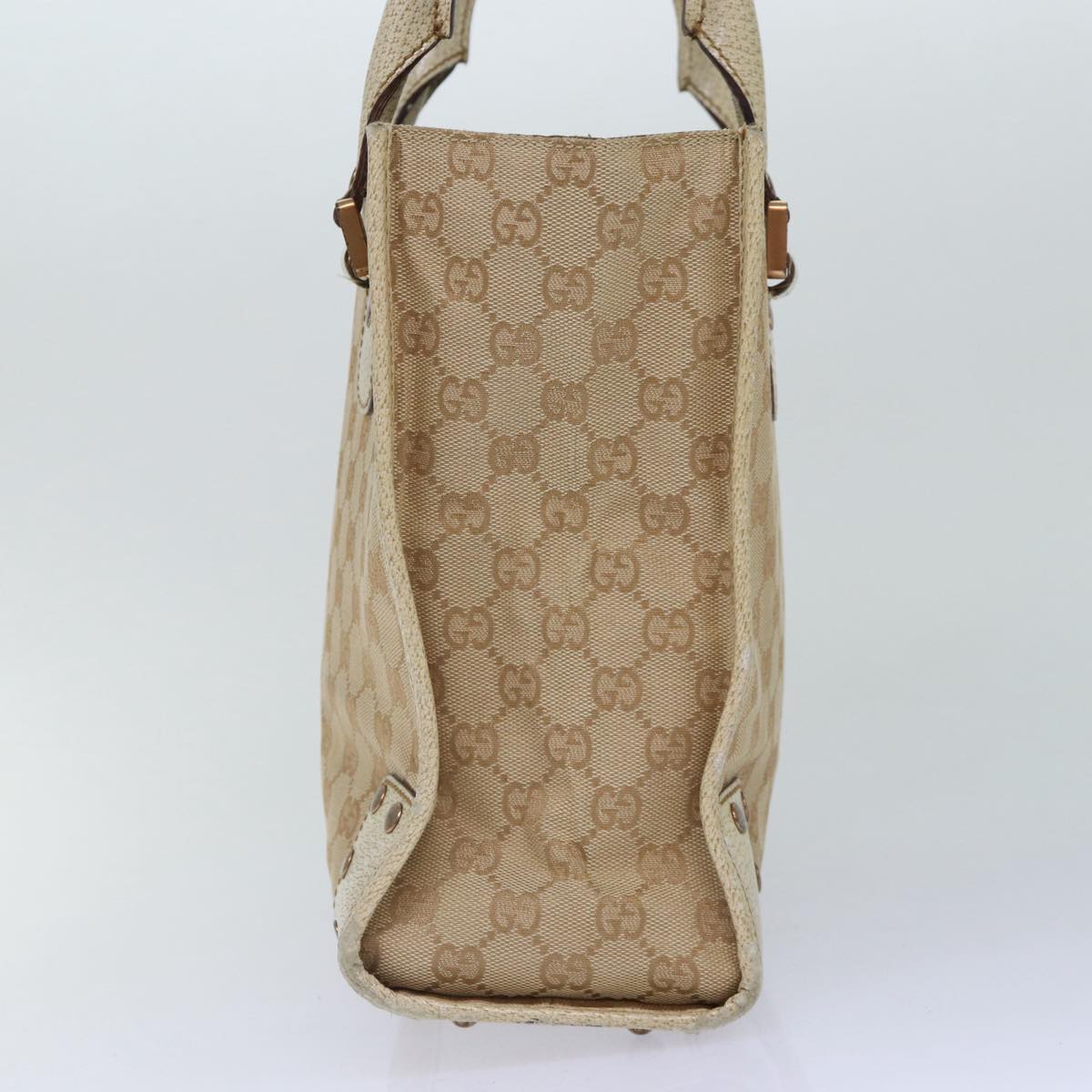 GUCCI GG Canvas Hand Bag Beige 124260 Auth 87164