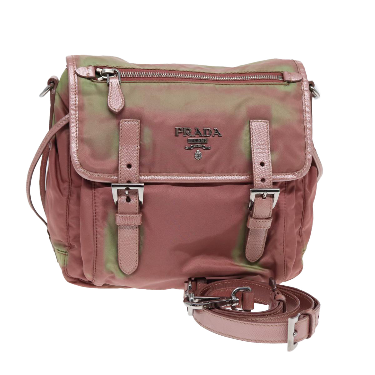 PRADA Shoulder Bag Nylon Pink Silver Auth 87190