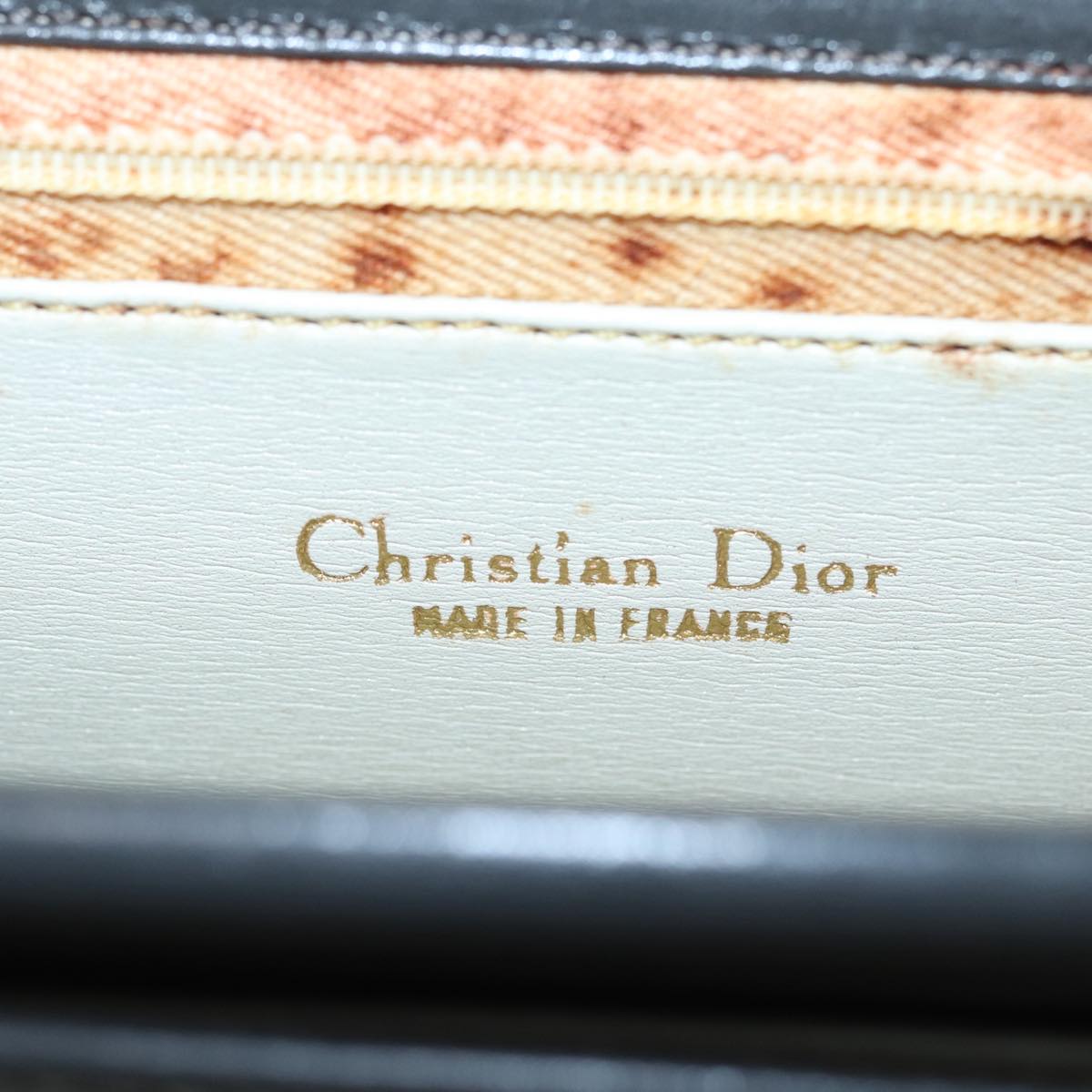 Christian Dior Shoulder Bag Leather Gray Gold Auth 87198