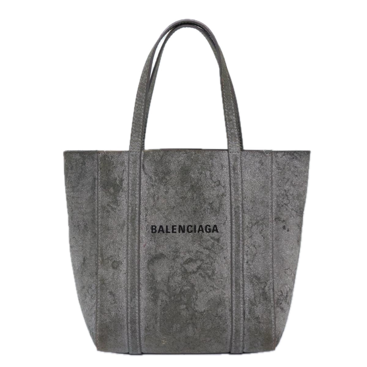 BALENCIAGA Everyday Tote XXS Hand Bag Leather 2way Silver Silver Auth 87205