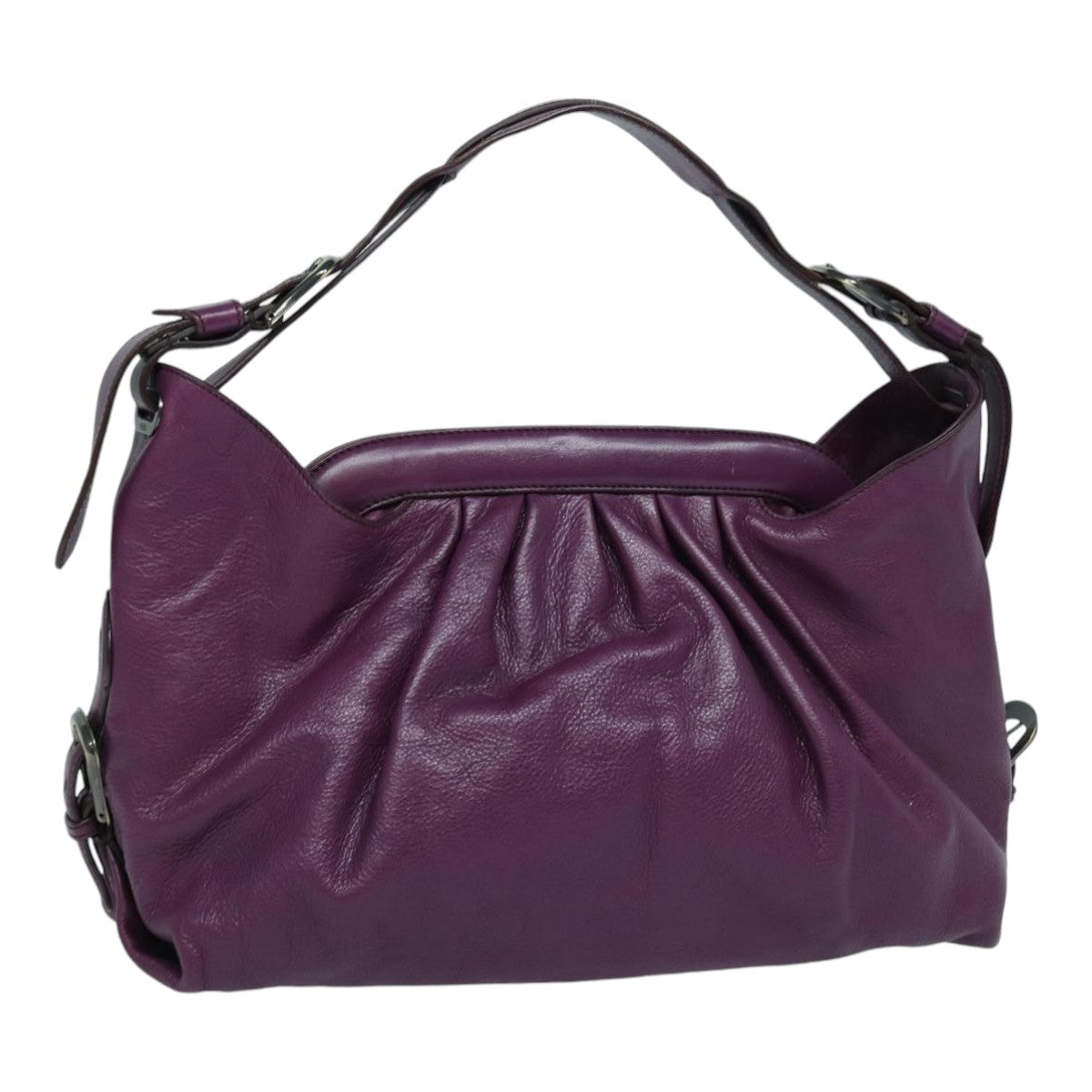 FENDI Shoulder Bag Leather Purple Auth 87215