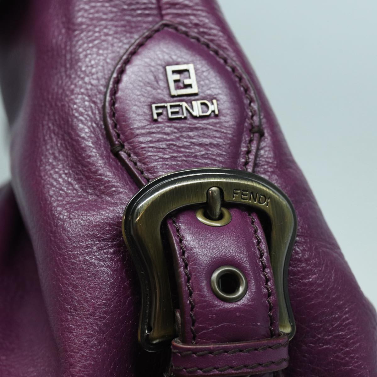 FENDI Shoulder Bag Leather Purple Auth 87215