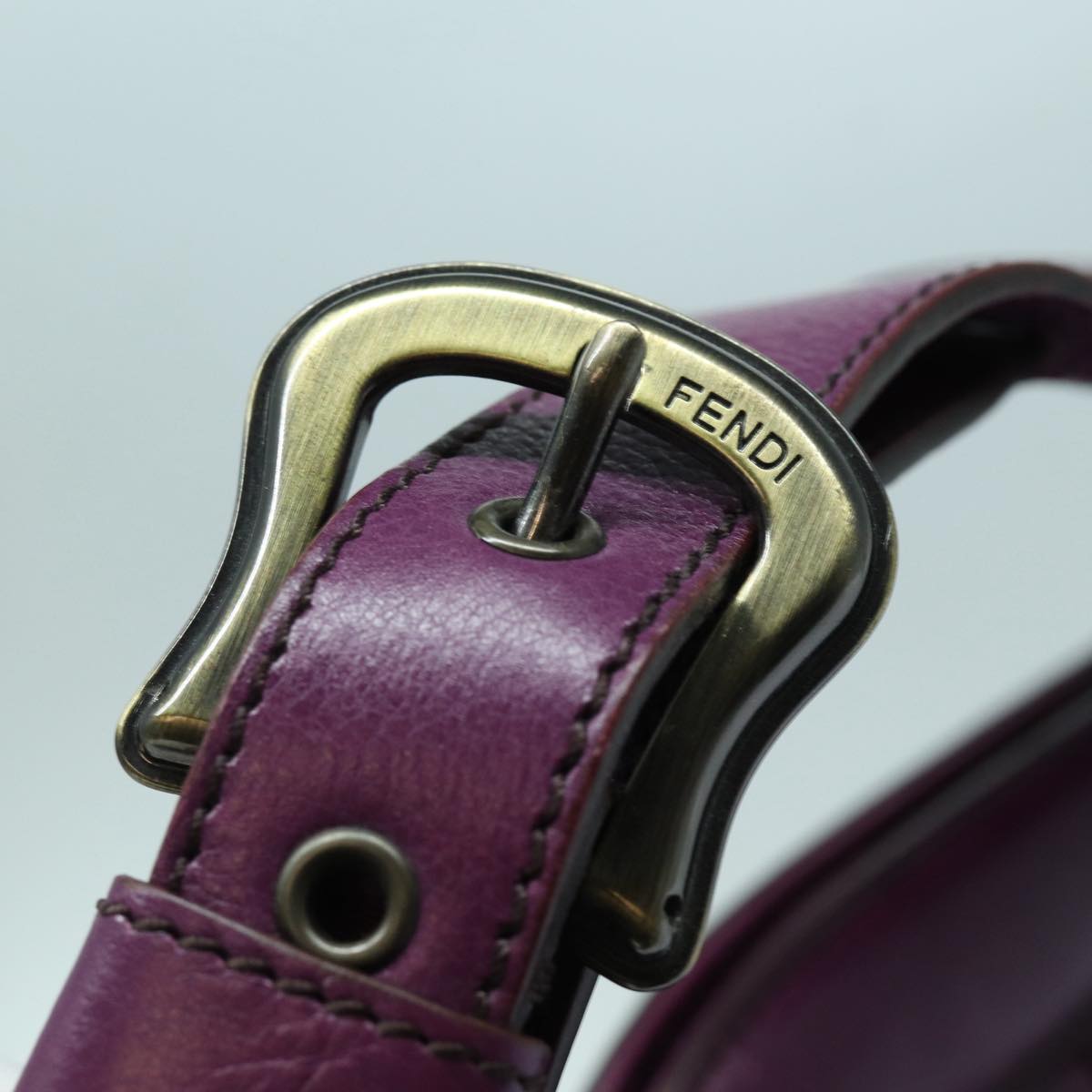 FENDI Shoulder Bag Leather Purple Auth 87215