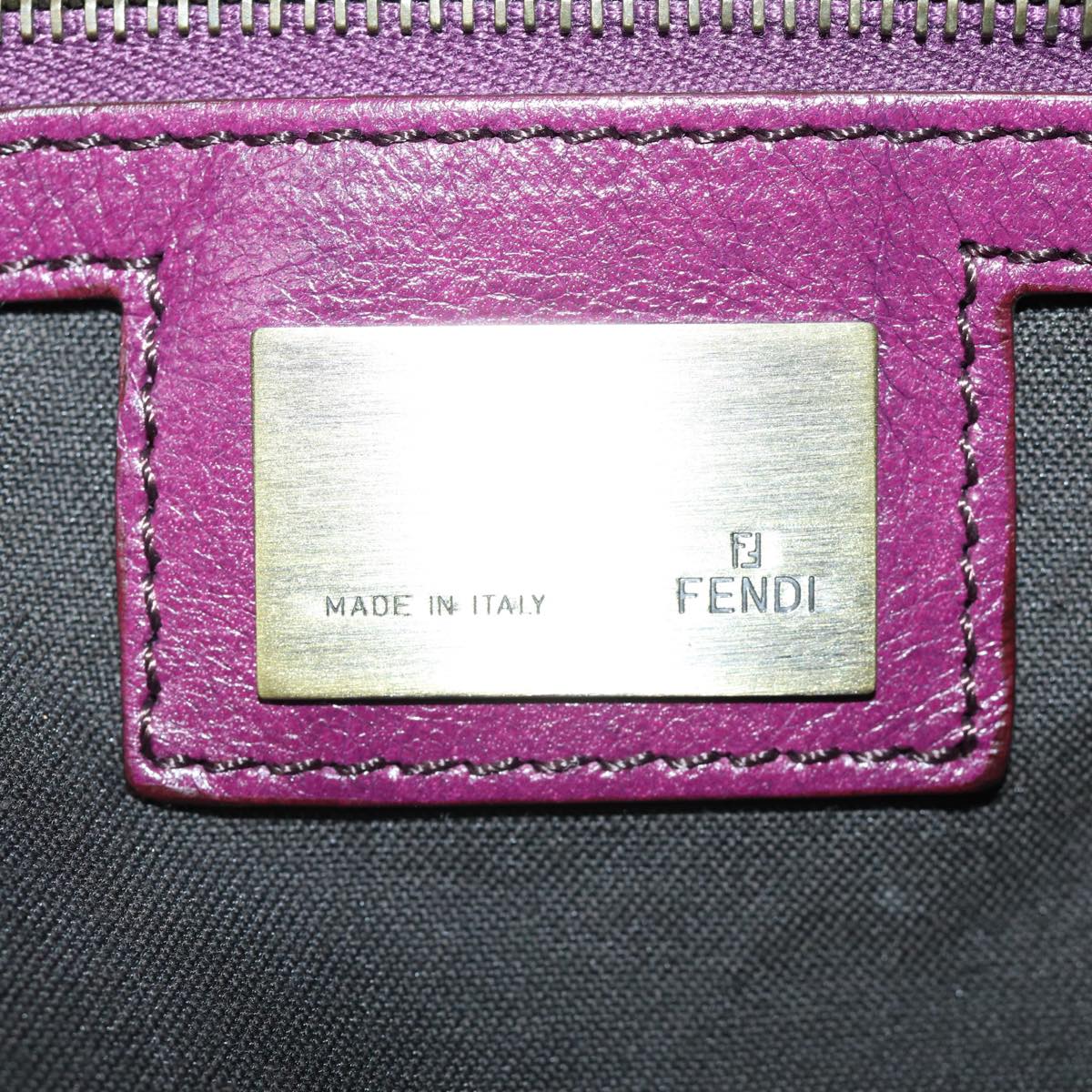 FENDI Shoulder Bag Leather Purple Auth 87215