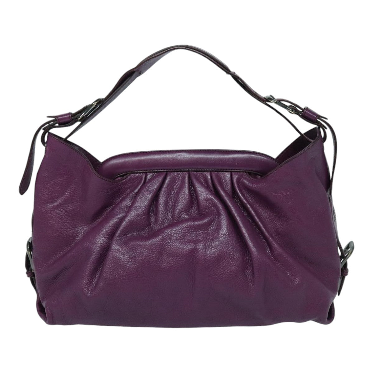 FENDI Shoulder Bag Leather Purple Auth 87215