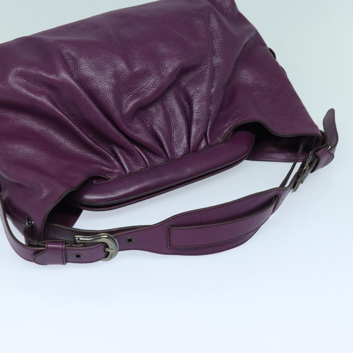 FENDI Shoulder Bag Leather Purple Auth 87215