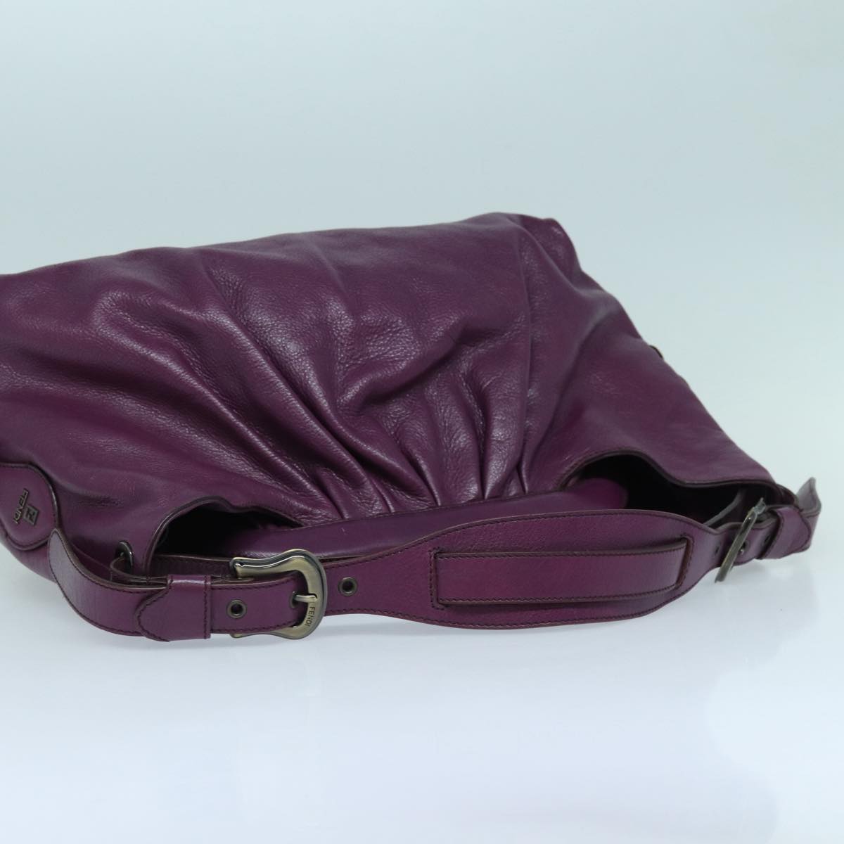 FENDI Shoulder Bag Leather Purple Auth 87215