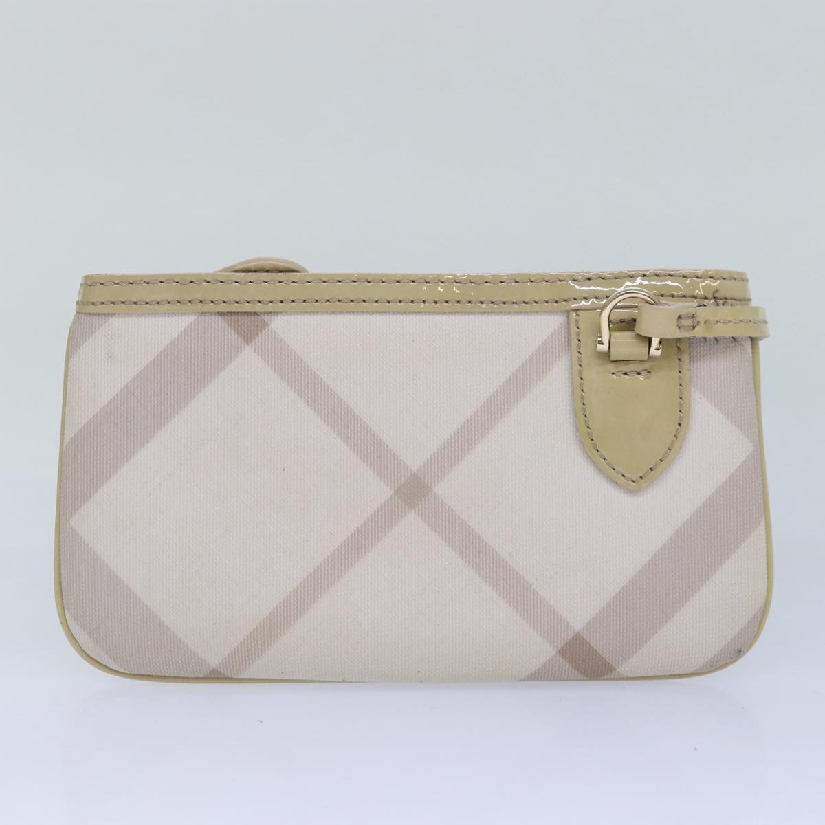 BURBERRY Nova Check Tote Bag PVC White Silver Auth 87223