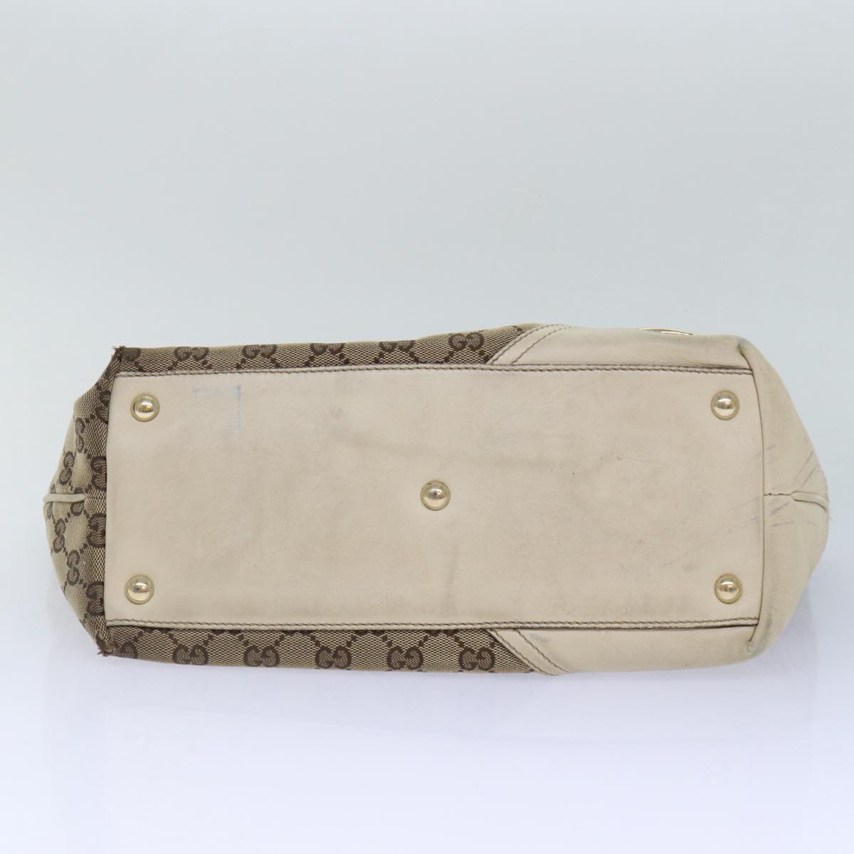 GUCCI GG Canvas Tote Bag Beige Gold 169946 Auth 87241