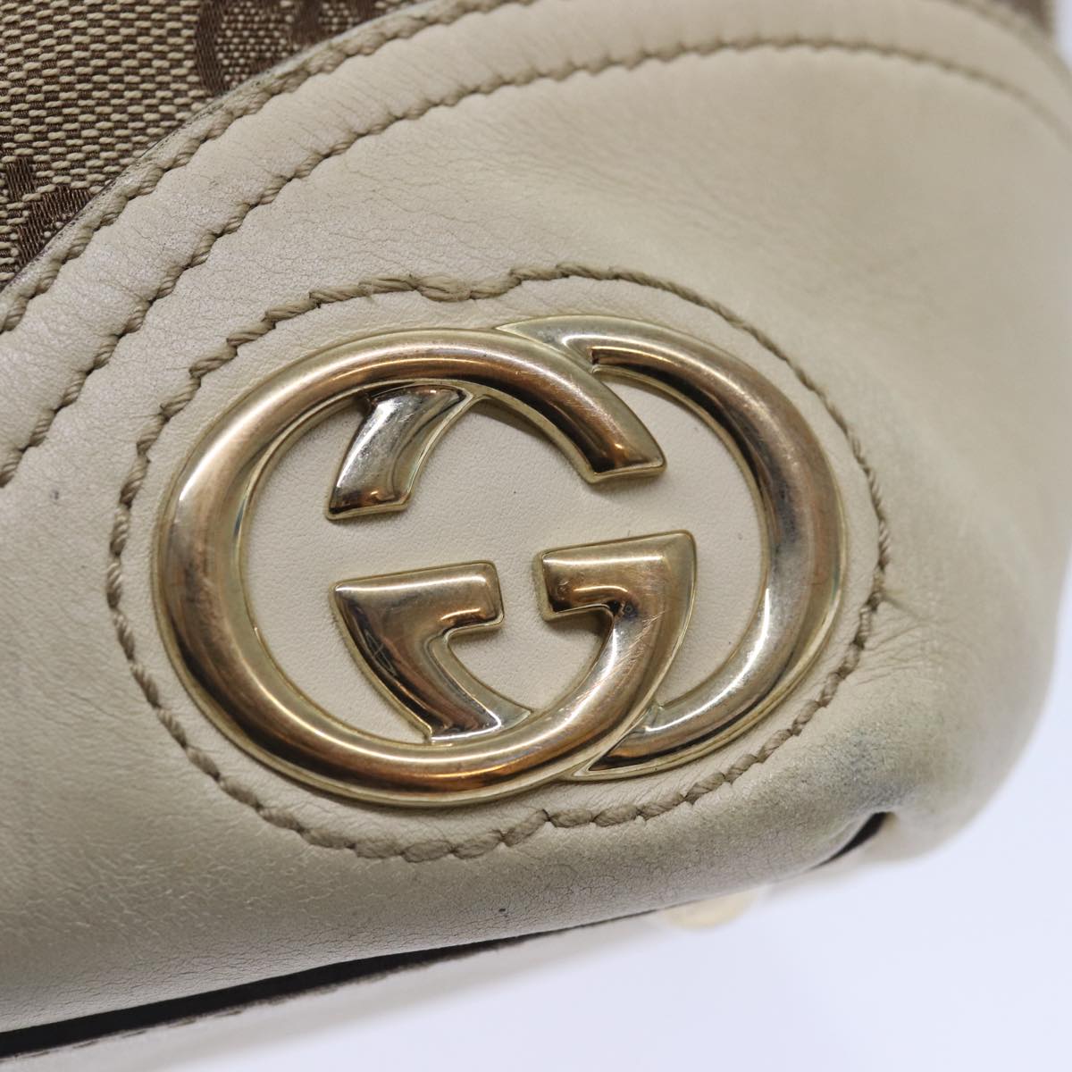 GUCCI GG Canvas Tote Bag Beige Gold 169946 Auth 87241