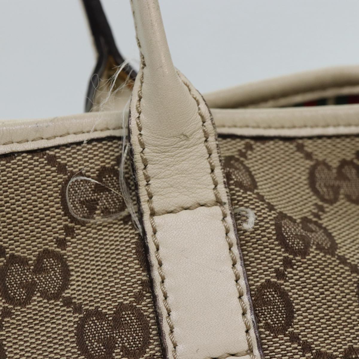 GUCCI GG Canvas Tote Bag Beige Gold 169946 Auth 87241