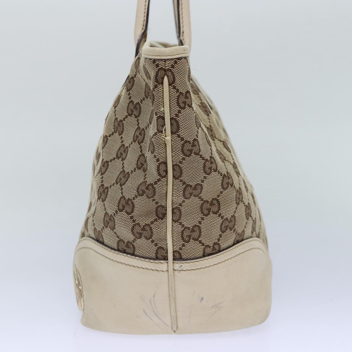 GUCCI GG Canvas Tote Bag Beige Gold 169946 Auth 87241