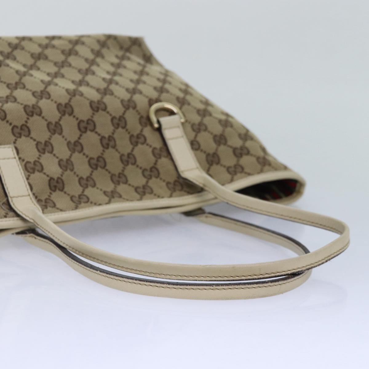 GUCCI GG Canvas Tote Bag Beige Gold 169946 Auth 87241