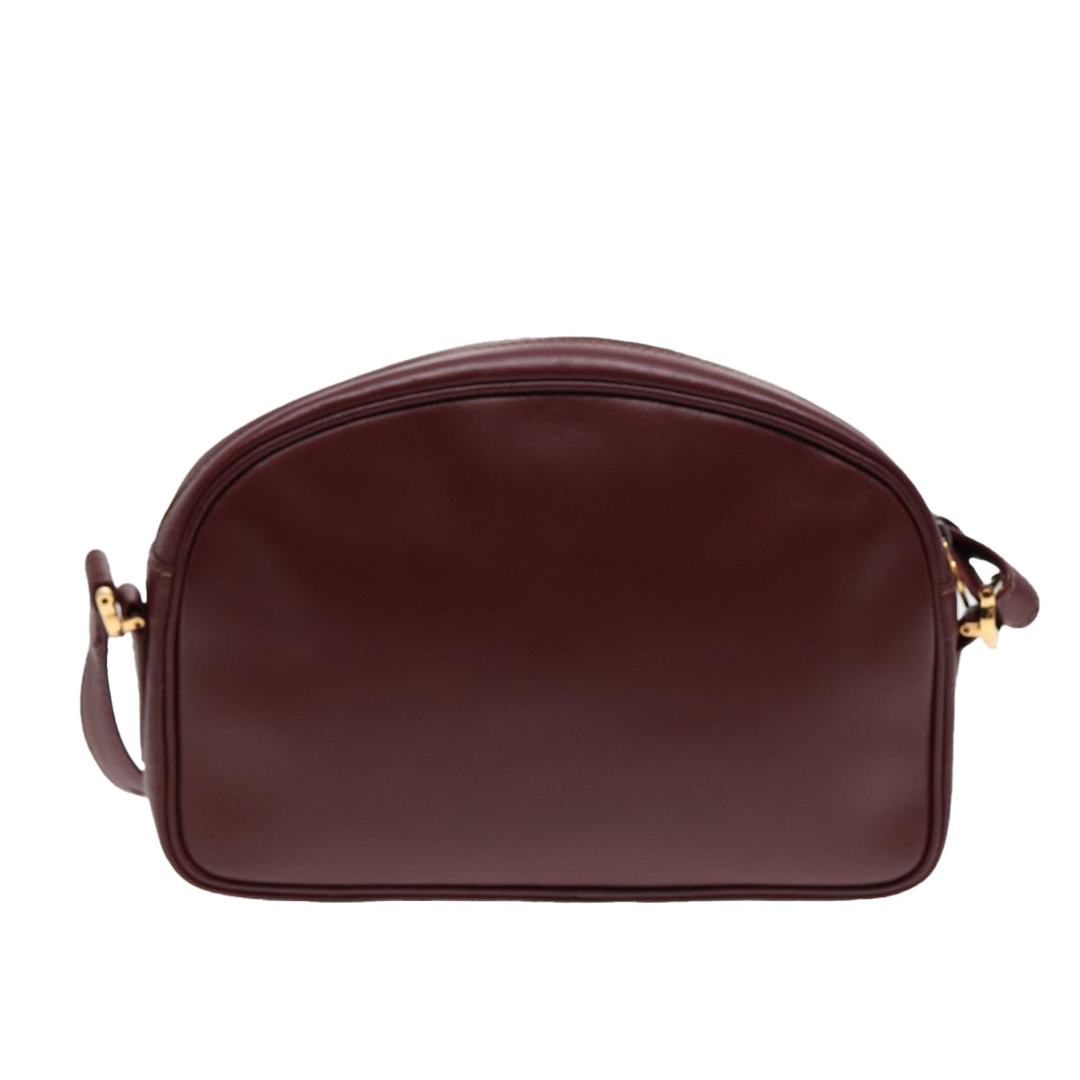 CARTIER Shoulder Bag Leather Bordeaux Gold Auth 87245 - 0