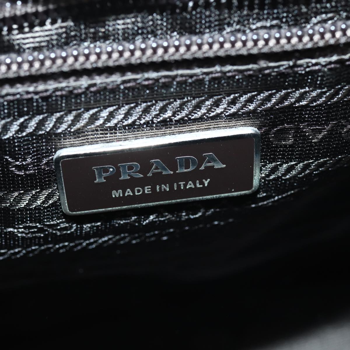 PRADA Shoulder Bag Nylon Silver Brown Auth 87255