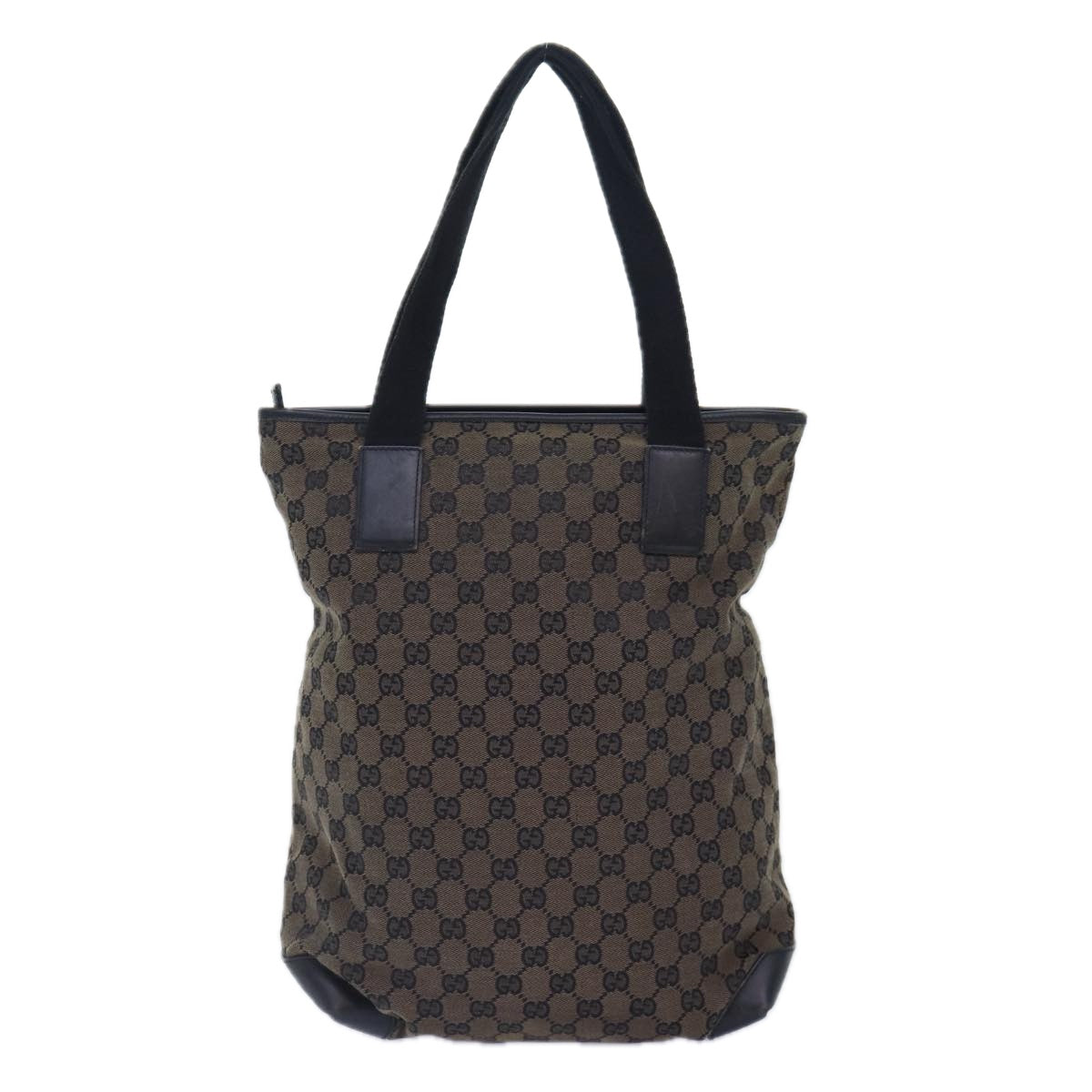 GUCCI GG Canvas Tote Bag Brown Silver 019 0401 1956 Auth 87265